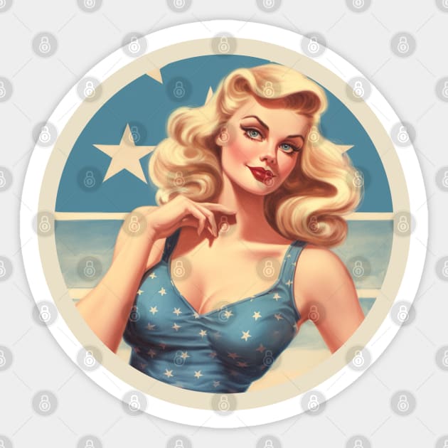 Vintage Pin up Girl US Sexy Pin Up Girl 1940s poster WWII Sticker by RetroZin